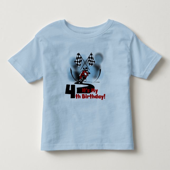 Motorrad-Rennen 4. Geburtstag Tshirts (Vorderseite)