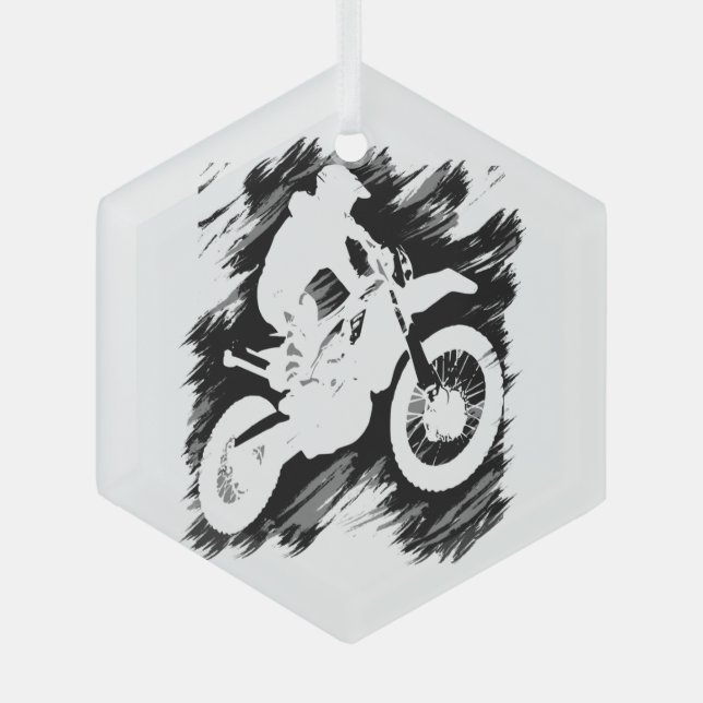 Motorrad-Rennen in Motocross Ornament Aus Glas (Vorderseite)