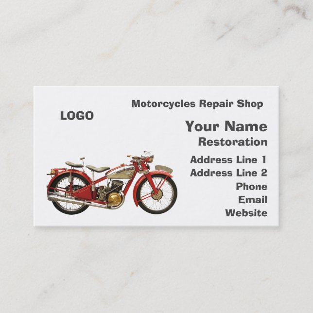 Motorrad-Reparaturwerkstatt Visitenkarte (Vorderseite)
