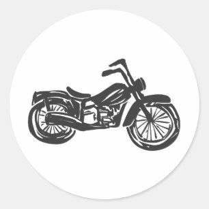 Motorrad-Retro-Abbildung - Hintergrund auswählen Runder Aufkleber