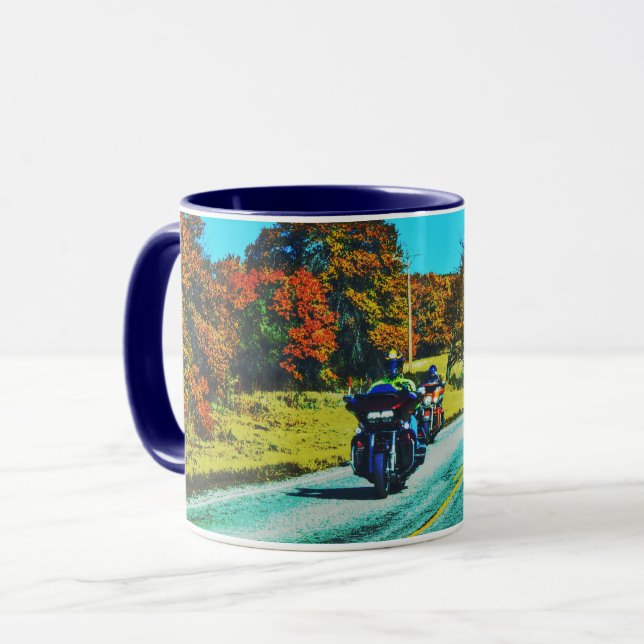 Motorrad-Rider Road Trip Art Tasse (Vorderseite Links)