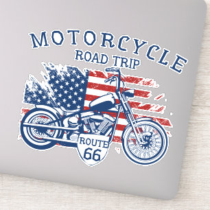 Motorrad-Roadtrip Route 66 USA-Flagge  Aufkleber