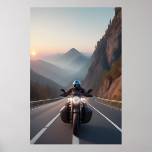 Motorrad-Roadtrip-Szene für Biker und Fahrer Poster