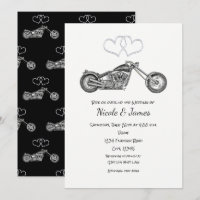 Motorrad Schwarz & Silber Herzen Biker Hochzeit