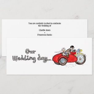 Motorrad & Seitenwagen-Hochzeit Einladung