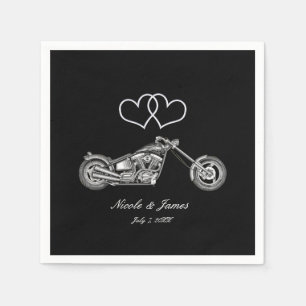 Motorrad- & Silberherzen-Biker-Hochzeit Serviette