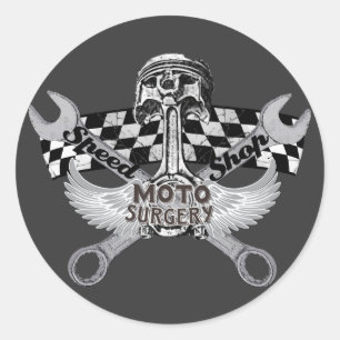 Motorrad-Speedshop Runder Aufkleber