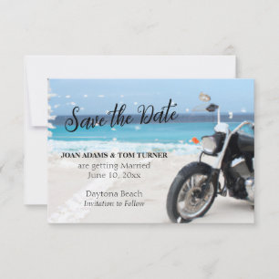 Motorrad-Strand 3,5" x 5" Flach Save The Date Kart