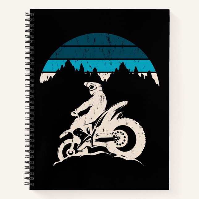 Motorrad Sunset Mountains Notizbuch (Vorderseite)