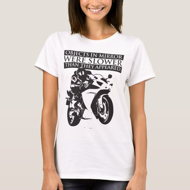Motorrad-T - Shirt - Gegenstände im Spiegel (Vorderseite)