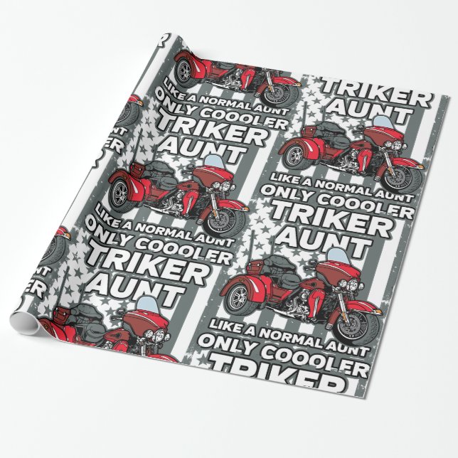 Motorrad Triker Tante Geschenkpapier (Ungerollt)