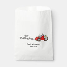 Motorrad und Beiwagen Braut und Bräutigam Hochzeit