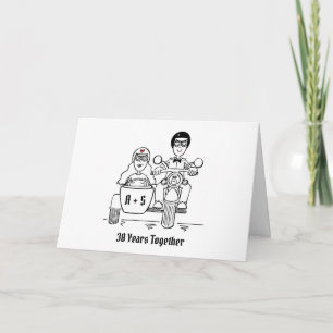 Motorrad und Beiwagen Hochzeitstag Karte