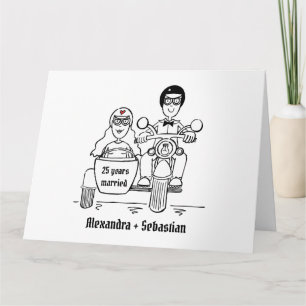 Motorrad und Beiwagen Hochzeitstag Karte
