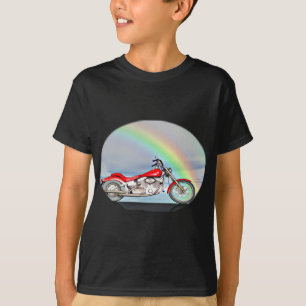 Motorrad und Regenbogen T-Shirt