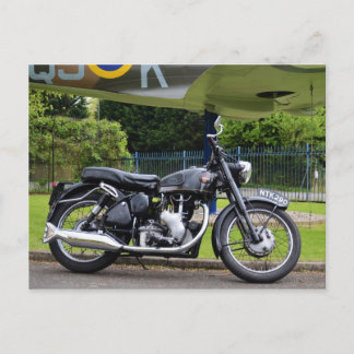Motorrad und Spitfire Postkarte