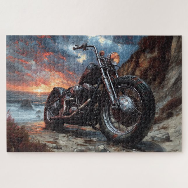 Motorrad und Sunset-Puzzle (Horizontal)