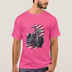 Motorrad USA amerikanische Flagge Retro Biker T-Shirt