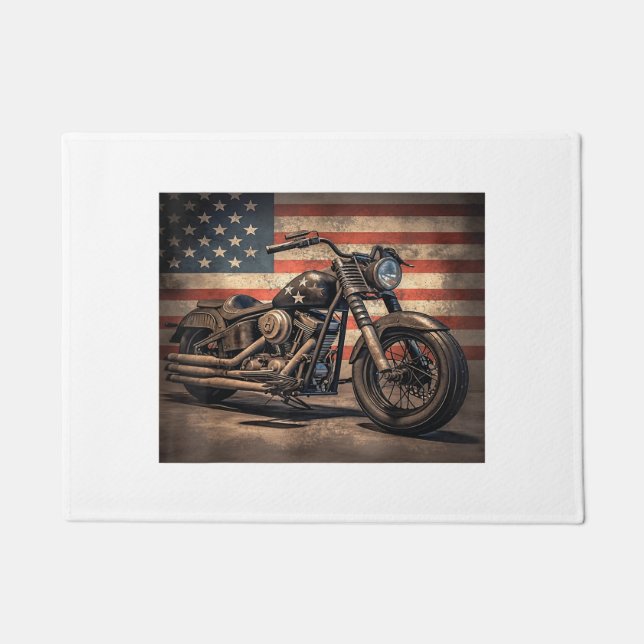 Motorrad USA Flag Retro Biker Fußmatte (Vorderseite)