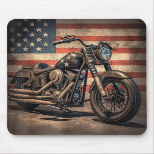 Motorrad USA Flag Retro Biker Mousepad