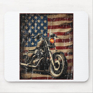 Motorrad USA Flag Retro Biker Mousepad