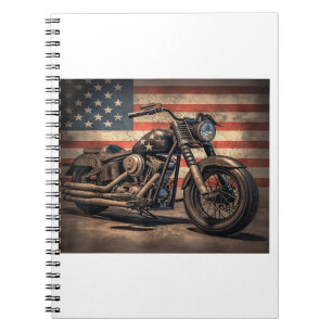 Motorrad USA Flag Retro Biker Notizblock