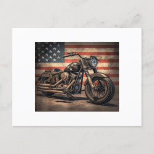 Motorrad USA Flag Retro Biker Postkarte