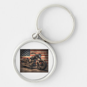 Motorrad USA Flag Retro Biker Schlüsselanhänger