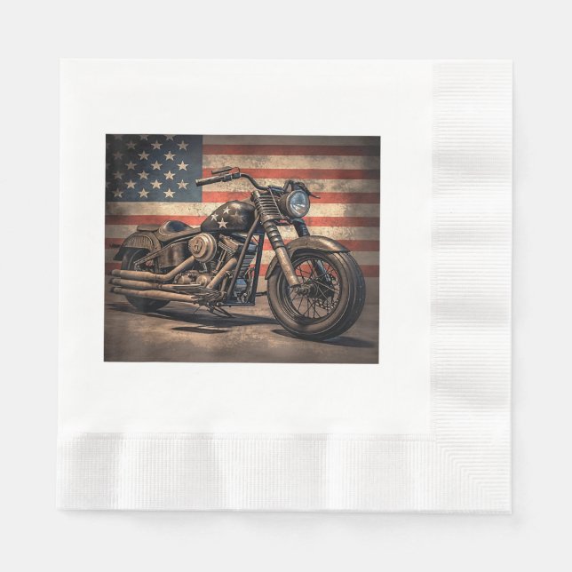 Motorrad USA Flag Retro Biker Serviette (Vorderseite)