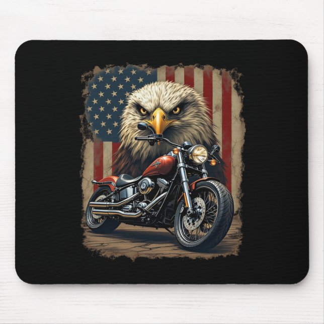 Motorrad USA-Flagge Retro-Biker Chopper  Mousepad (Vorne)