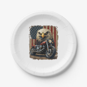 Motorrad USA-Flagge Retro-Biker-Chopper Pappteller