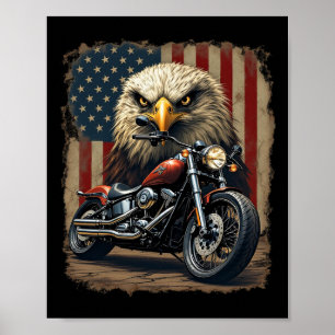 Motorrad USA-Flagge Retro-Biker-Chopper  Poster