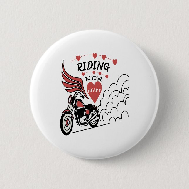 Motorrad-Valentinstag Button (Vorderseite)