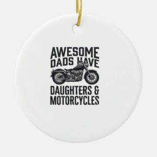 Motorrad-Vater-Töchter-Zitat Vintage-Vektor-Desi Keramik Ornament