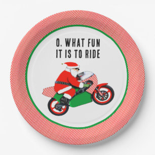 Motorrad Weihnachten Santa Biker Pappteller