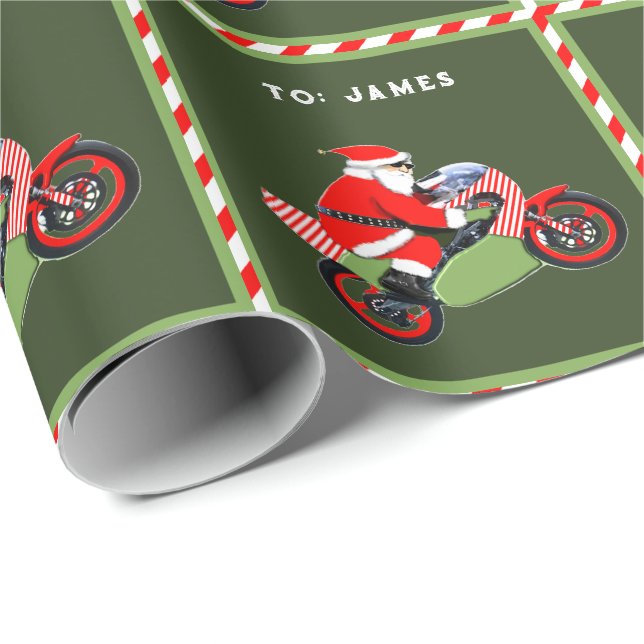 Motorrad Weihnachtsgeschenk Geschenkpapier (Rolleneckpunkt)