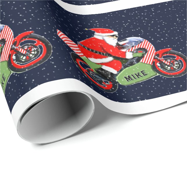 Motorrad-Weihnachtsgeschenk Geschenkpapier (Rolleneckpunkt)