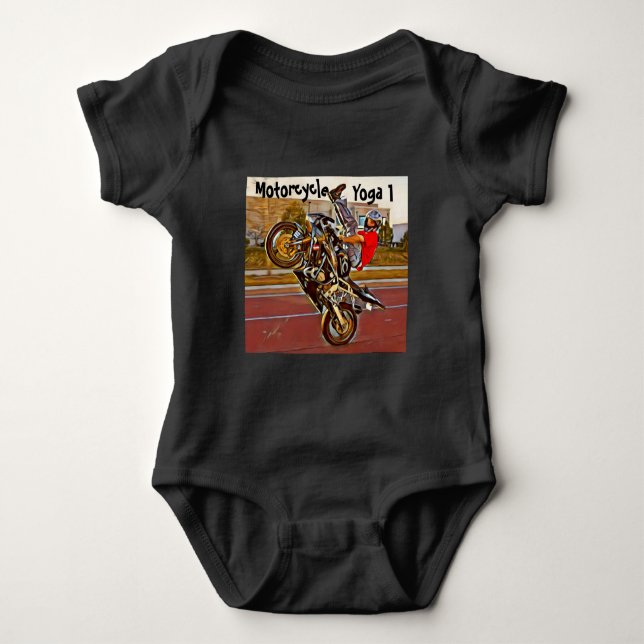 Motorrad-Yoga 1 Baby Strampler (Vorderseite)