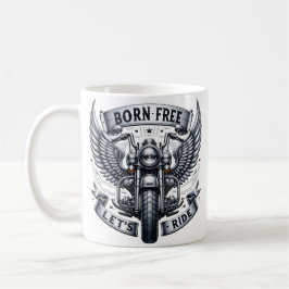 Motorraddesign mit Flügeln und Slogans Kaffeetasse