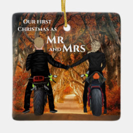 Motorräder Autumn Forest Coups Erste Weihnachten Keramikornament