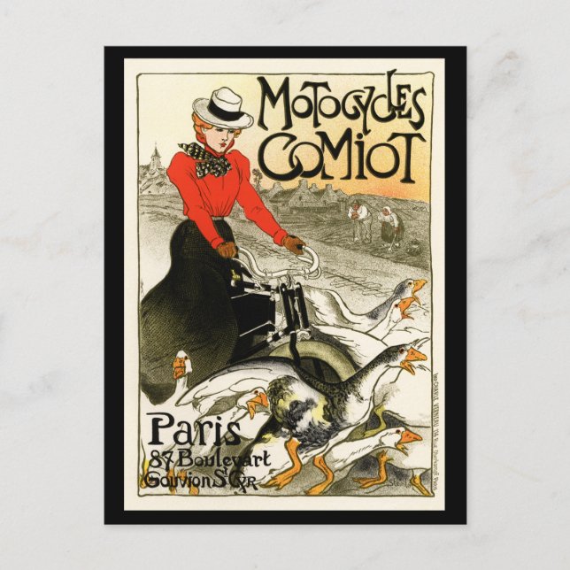 Motorräder Comiot, Steinlen Postkarte (Vorderseite)