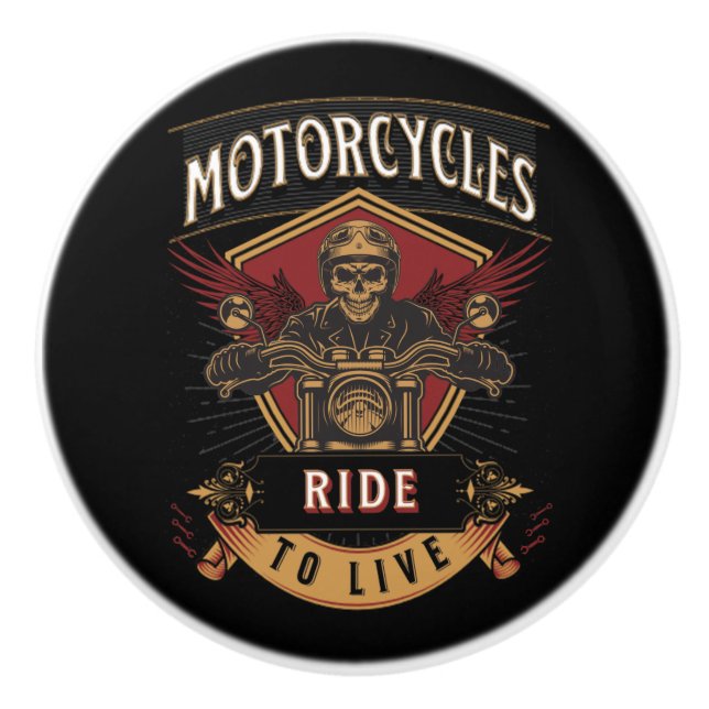 Motorräder für den Skull-Verkehr, Fahrt zum Leben Keramikknauf (Vorderseite)