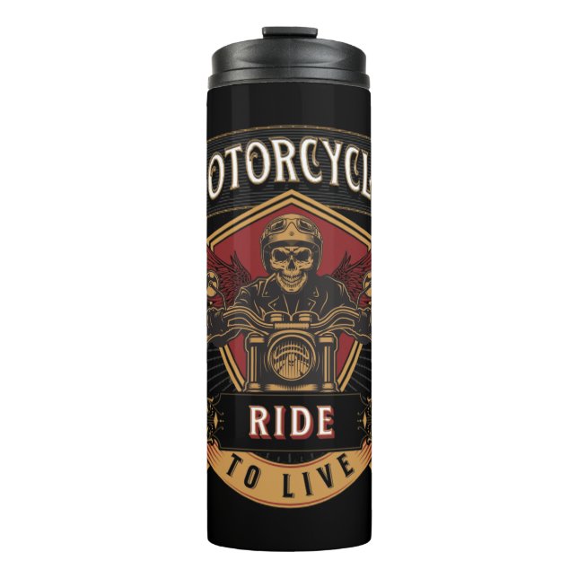 Motorräder für den Skull-Verkehr, Fahrt zum Leben Thermosbecher (Vorderseite)