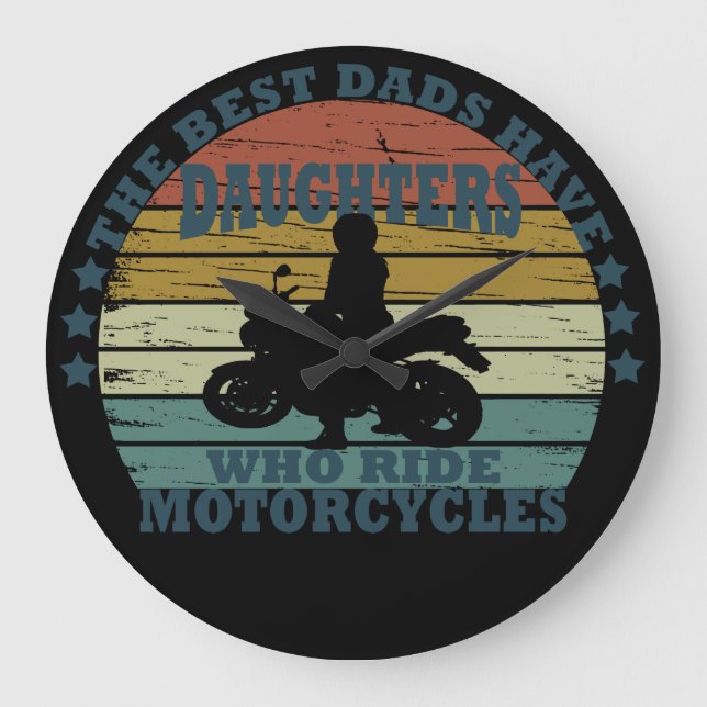 Motorradfahren mit der besten Dads Tochter Große Wanduhr (Vorderseite)