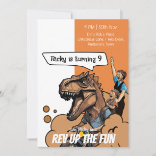 Motorradfahren T-Rex Dino Fun Geburtstag Einladung