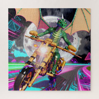 Motorradfahrender Drache