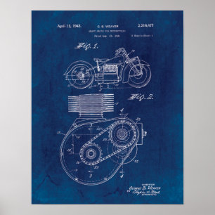 Motorradfahrer 1943 - Patent Blueprint Poster