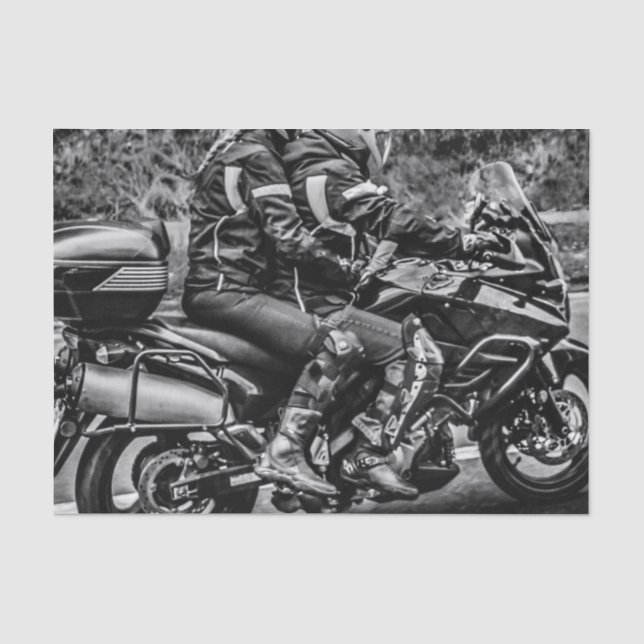 Motorradfahrer auf der Autobahn Seidenpapier (Vorderseite)