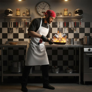 Motorradfahrer auf einem roten Motorrad Schürze