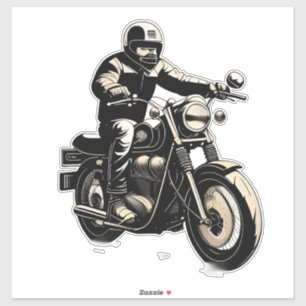 Motorradfahrer auf klassischem Motorrad Aufkleber